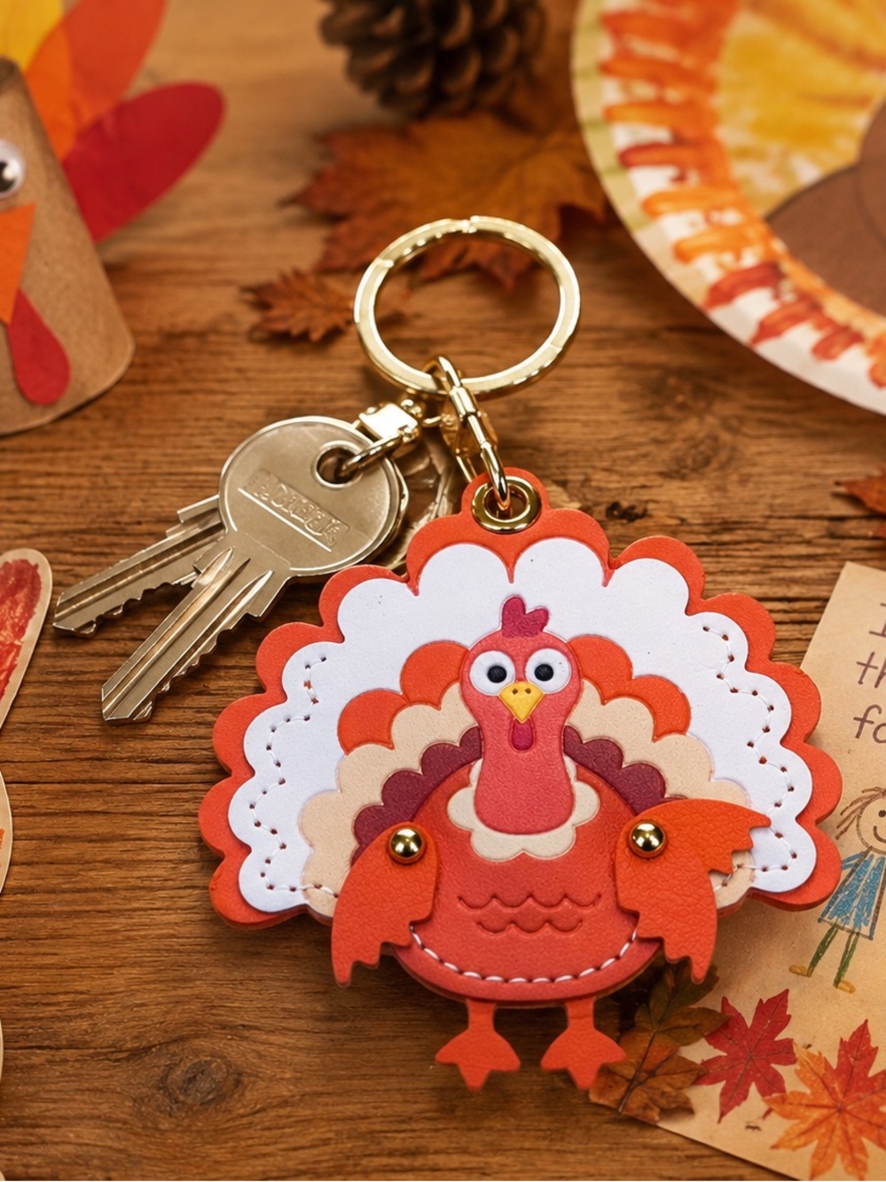 Turkey Bag Charm Keychain – Orange New